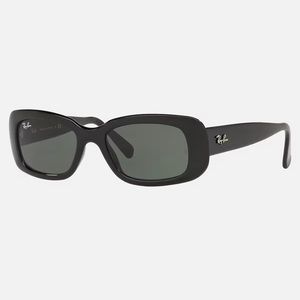 Sold on Depop - Ray-Ban RB4122 Black Rectangular Sunglasses w Green Lenses